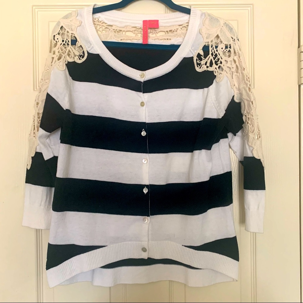 Black and White Cardigan Sweater
